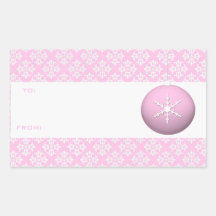 Pink Snowflake Ornament Rectangular Sticker