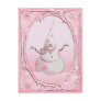 PINK SNOWMAN, SCARF & SNOW HAT by SHARON SHARPE Postcard