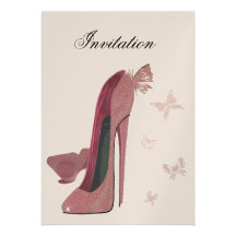 Pink Sparkle Stiletto and Butterfly's Invitation