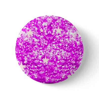 Pink sparkles glitter and stars button