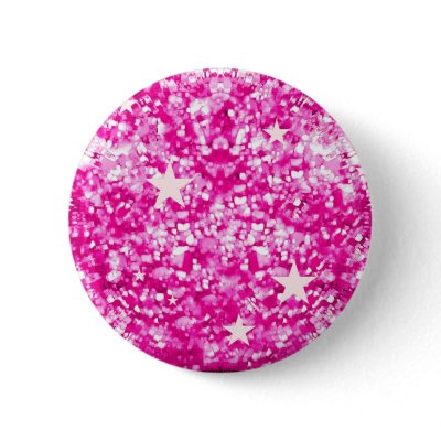 Pink sparkles glitter and stars button