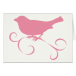 Pink Sparrow with Ribbon Greeting Cards