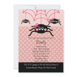 Pink Spider Halloween Birthday Invitations