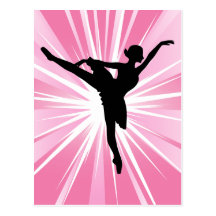 Pink Star Ballerina Postcard