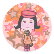 Pink Star Girl Sticker