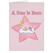 Pink  Star is Born Announcement Greeting Card