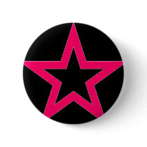 Pink Star on Black - Button
