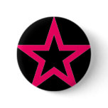 Pink Star on Black - Button