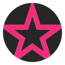 Pink Star on Black - Sticker