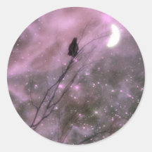 Pink Starry Night Round Sticker