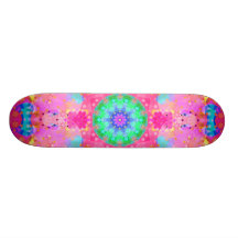 Pink Stars & Bubbles Fractal Pattern Skateboard