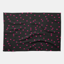 Pink Stars On Black Kitchen Towel
