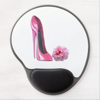 Pink Stiletto Shoe and Rose Art Gel Mousepad