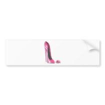 Pink Stiletto Shoe and Rose Bumper Sticker
