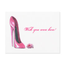 Pink Stiletto Shoe and Rose Post Cards