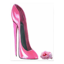 Pink Stiletto Shoe and Rose Print