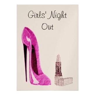 Pink stiletto shoe girls' night out Invitation