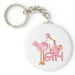 Pink Stork Baby Girl keychains
