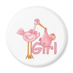 Pink Stork Baby Girl magnets