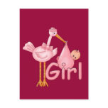 Pink Stork Baby Girl postcards