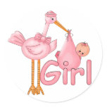 Pink Stork Baby Girl stickers