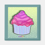 Pink Strawberry Frosted CUPCAKE MAGNET