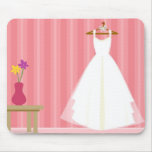 Pink Stripe Retro Wedding Dress mousepads