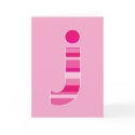 Pink Striped Monogram - Letter J cards