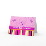 Pink Stripes and Butterflies Card