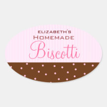 Pink Stripes-Brown Dots Homemade Sticker