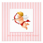 Pink Stripes - Cupid with Arrow Personalized Announcements
