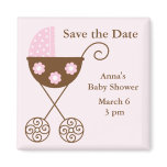 Pink Stroller Baby Shower Save the Date magnets
