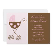 Pink Stroller Girls Baby Shower Invitation