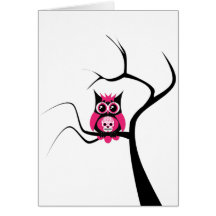 Pink Sugar Skull Owl in Tree Card