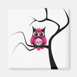 Pink Sugar Skull Owl in Tree Magnet