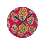 Pink Sugar Skulls Wall Clock wall clocks