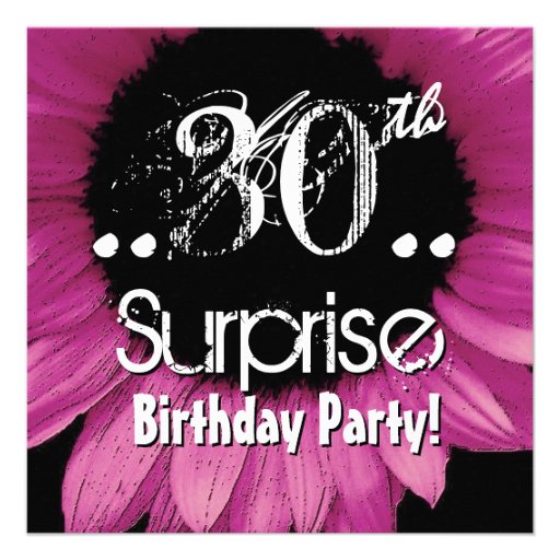 Pink Sunflower 30th Surprise Birthday Template Personalised Invites