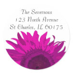 Pink Sunflower Return Address Round Stickers