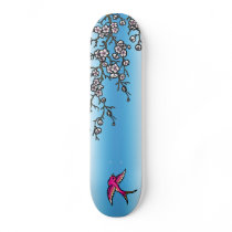 Pink Swallow and Cherry Blossom Deck Skate Boards