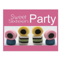 pink sweet 16 invitation post cards