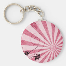 pink swirl abstract black keychain
