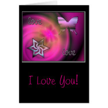 Pink Swirls, I Love You! Card
