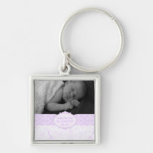 Pink Swirly Lace Baby Photo Key Chains