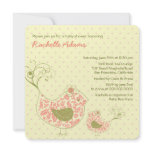 Pink Swirly Mum & Baby Bird Baby Shower Invitation