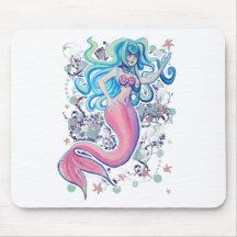 Pink Tailfin Mermaid Mouse Mat