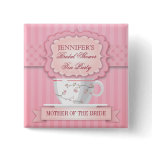 Pink Tea Party Bridal Shower Button