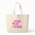 Pink Text Mom of Twins Tote Bags