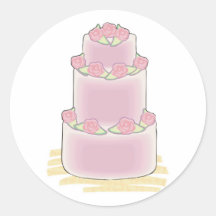 pink three layer cake round stickers