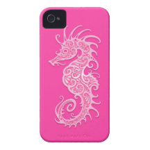 Pink Tribal Seahorse iPhone 4 Covers