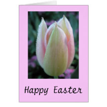 Pink Tulip Happy Easter Greeting Cards